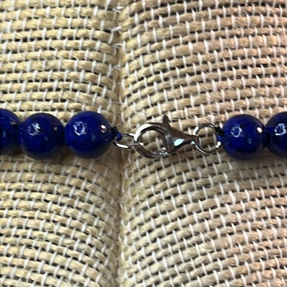 🛑 SOLD🛑 18” Solid Beaded Lapis Lazuli Sterling Silver Clasp Necklace 190carats - Picture 8 of 11